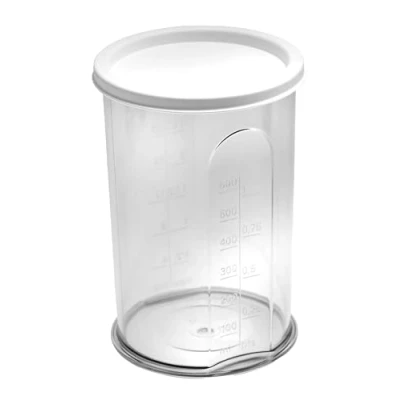 Imagen de Vaso medidor universal con escala + tapa 21416 (altura: 15,5 x diámetro: 9 cm) 700 ml para batidora de mano