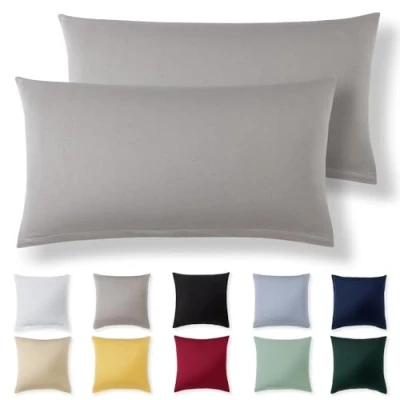 Imagen de Alreya Juego de 2 Fundas Almohada 100% Algodón Jersey 40 x 70 cm Gris Claro Funda Cojín para Cama 40x70 Cojínes sofá hipoalergénica