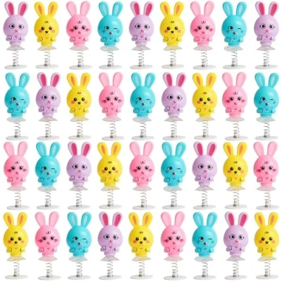 Imagen de THE TWIDDLERS 36 conejitos saltarines para niños, 6 cm Conejito de Pascua Fiestas cumpleaños, Multipack llenar Bolsas y Set Regalo Juguetes saltarines, premios la Clase