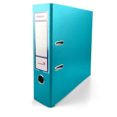 Imagen de Netuno 1x Ekobox Archivadores color turquesa 2 anillas 8 cm A4 organizador ancho de cartón para oficina estanterías carpetas escritorio despacho