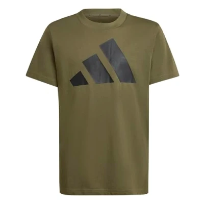 Imagen de adidas Performance TEE Camiseta estampada para niños, Talla: 15 16a, Olive strata/black