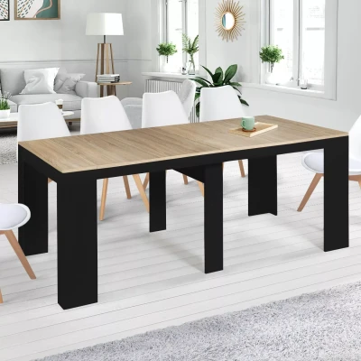 Imagen de IDMarket Mesa consola extensible Orlando para 10 personas, 235 cm, madera negra y forma haya