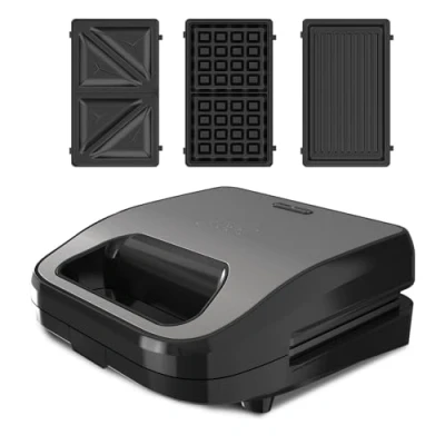 Imagen de Black+Decker Sandwichera 3 en 1 BXSA754E 750W Placas Intercambiables Sandwich, Grill y Gofres Tecnología Easy Eject Antiadherente Calentamiento Ultrarrápido Toque Frío Led Luminoso