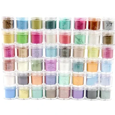 Imagen de 48 colores de polvo mineral mica natural nacarado grado cosmético, resina epoxi, pigmento perlado, accesorios para hacer joyas