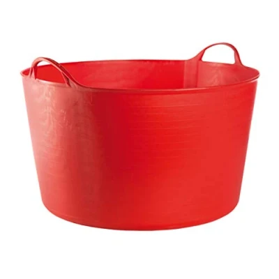 Imagen de RED HOG Contenedor Cubo Cesta Flexible Flexi Multifuncional, Establo, Jardín, Garaje, Alimentación de Animales, Mezcla, Almacenamiento, Riego, Lavado, Resistencia 120 kg, 55x35x44,5cm 55L Rojo