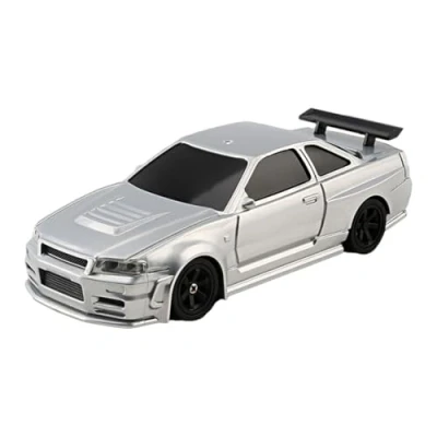 Imagen de WYFTOY RC Electric Mini Racing Drift Car Model con kit de luces escala 1/43 2.4G completo proporcional (RTR Versión/Plata)
