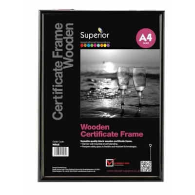 Imagen de SECO Stewart Superior Marco de madera para certificado, tamaño A4, cristal seguridad, color negro