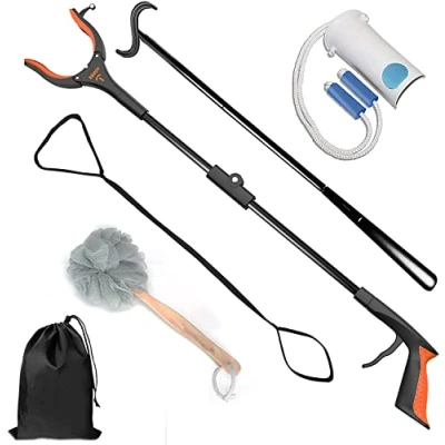 Imagen de Kit de Cadera 6 en 1, Incluye Pinza Larga, Calzador, Ayuda para Ponerse los Calcetines, Correa Elevadora Piernas, Esponja Baño con Palo, Bolsa Almacenamiento