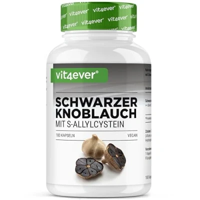 Imagen de Extracto de Ajo Negro 15:1 180 Cápsulas Con 750 mg Premium: S Allylcysteine (SAC) Fermentado Sin olor Altamente dosificado Vegano