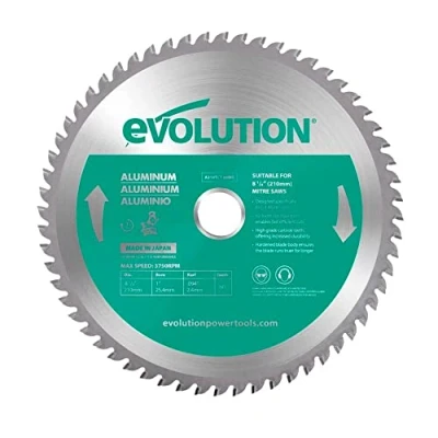 Imagen de Evolution hoja de sierra 210 mm A210TCT 60MS para cortar aluminio: la metal con punta carburo no genera calor, rebabas ni chispas