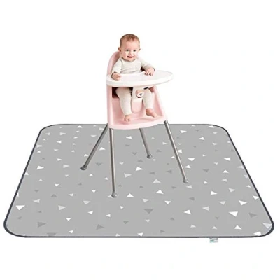 Imagen de Fitzulam Alfombrilla para Trona de Fácil Limpieza Resistente al Agua y Antideslizante Estera Destete 52 x Pulgadas(Triángulo Gris)