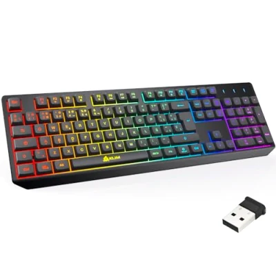 Imagen de KLIM Chroma Wireless Teclado inalámbrico Gaming Nuevo 2024 Ligero, Duradero, resiste al Agua, ergonómico, silencioso Gamer PC PS4 PS5 Xbox One Mac Negro
