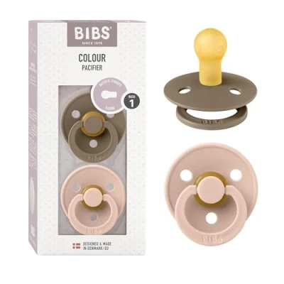 Imagen de BIBS Colour Paquete de 2 chupetes. Libre BPA, Tetina redonda. Látex natural, Talla 1 (0 6 meses), Dark Oak / Blush