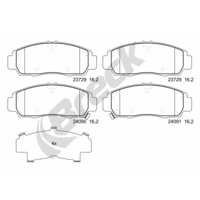Imagen de BRECK 23729 00 701 Juego de pastillas freno con contacto avisador desgaste HONDA: CIVIC 7 Hatchback, FR V, 8