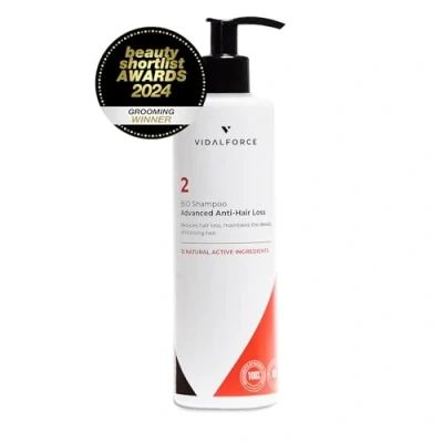 Imagen de Champú Bio 2 (Caída Avanzada) I Ganador 2024 Champu Anticaida hombre y Mujer Con Saw palmetto Alternativa Natural al Minoxidil pelo 82% VidalForce 250ml