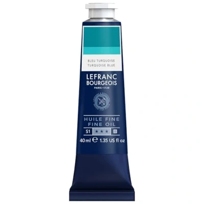 Imagen de Lefranc Bourgeois 301778 Pintura al óleo fina de calidad, resistente a la luz y consistencia uniforme, tubo 40 ml, ideal para lienzos tableros pintura, Azul turquesa