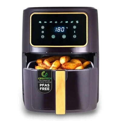 Imagen de BERGNER CHARCOAL Freidora de aire caliente SIN PFAS 1800W 6.9L 8 programas cocción con Revestimiento Cerámico Ajuste temperatura 80 200C Temporizador hasta 30 min