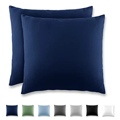 Imagen de REDKEY Funda Almohada Juego de 2 Fundas Almohadas 40x40 cm, con Solapa (sin Cremallera), Transpirable Suave Antiarrugas Microfibra Azul Oscuro