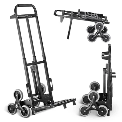Imagen de VEVOR Carro de Escalera 208 kg Carretilla Mano Plegable para Subir Escaleras con Doble Asa, 6 Ruedas, 2 Cuerdas Elásticas, Transporte, Almacén, Aeropuerto, Centro Comercial, Mudanzas, Oficina