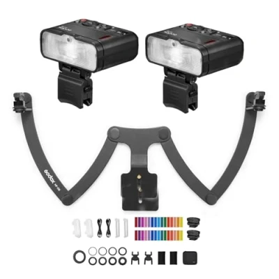 Imagen de Godox MF12 K2 Makroblitz + MF DB Blitzhalterung 2,4G Wireless TTL M Modus con filtro de color, Kaltschuh, Blitzständer para retratos, makrofotografías, fotografías dentales cámaraNikon/Sony/Canon