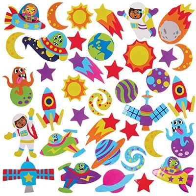 Imagen de Baker Ross FX140 Pegatinas de Espuma Sistema Solar Paquete 100, para Niños