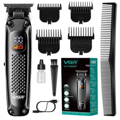 Imagen de VGR cortapelos profesional con pantalla LED, cable y cordón, recortador de barbero para hombres, kit corte pelo eléctrico recargable cuidado, Regalos el Día del Padre