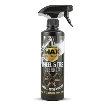 Imagen de MAX DETAIL LAB Wheel &amp; Tire Limpia Llantas Coche Sin Ácido, Iron Cleaner Descontaminante Ferrico, Triple Acción Frotar, Desengrasante Abrillantador, Kit Limpieza Detailing Profesional 500ml