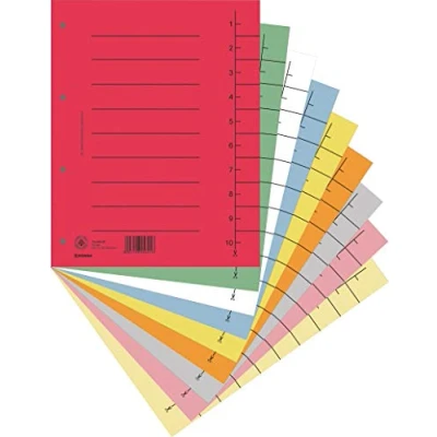 Imagen de DONAU 8610001S 99 Lote de 100 separadores cartón reciclado, 250 g/m², con impresión líneas, para DIN A4, 4 orificios, divisores, calendario, unidades