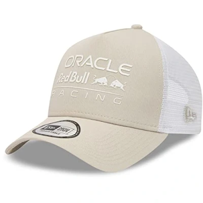 Imagen de New Era Gorra de camionero con marco en A, color rojo y piedra carreras, beige, Talla única