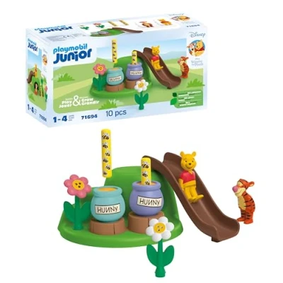 Imagen de PLAYMOBIL Junior &amp; Disney 71694 Winnie Pooh Tigger Jardín de Abejas, Juguete sostenible Hecho plásticos a Base Plantas, Juguetes para niños y niñas Partir 1 año