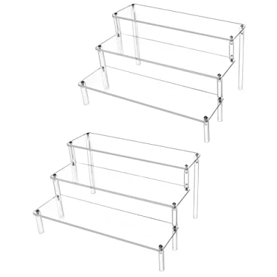 Imagen de QWORK® 2 Piezas Soporte de Exhibición Acrílico Transparente, Vitrina Expositora 3 Niveles para Figuras Pop/Magdalenas/Perfumes, 30x21x15cm