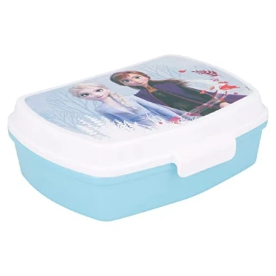 Imagen de Fiambrera rectangular para el almuerzo infantil de Frozen blue forest