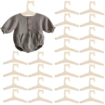 Imagen de Perchas para Niños,25 Pcs Apilables,Perchas Infantiles,Bebé de Madera Natural,Percha Bebé Antideslizante,Perchas Ropa Bebe Antideslizante camiteras,Ropa Infantil