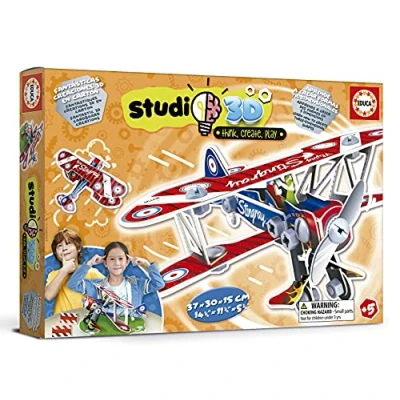 Imagen de Educa Studio Puzzle en 3D con Piezas. Tornillos y Tuercas. Monta un avión Desde Cero. Recomendado a Partir de 5 años (19185)
