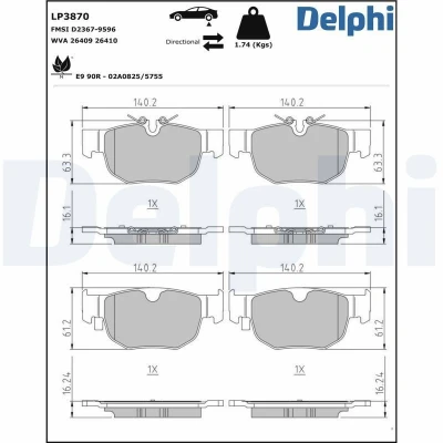 Imagen de Juego de pastillas DELPHI LP3870
