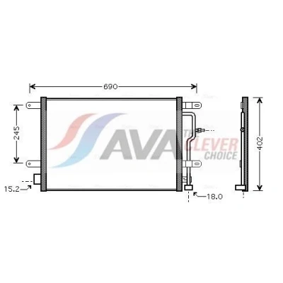 Imagen de PRASCO AI5199 Condensador 18,0 15,2 Aluminio 590 AUDI: A4 B6 Avant, Berlina, B7 Avant