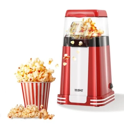 Imagen de YASHE Máquina de Palomitas Retro, 1200 W Palomitero Aire Caliente con Vaso Medidor, Un Toque, Sin Aceite, Perfecto para Cine en Casa, Noches Película, Fiestas