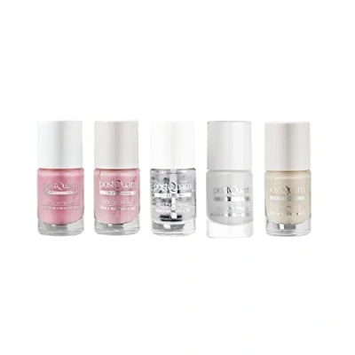 Imagen de PostQuam Color Trend Esmaltes de Uñas Normales Set Pintauñas Manicura Francesa French Manicure White, Rose, Top, Blanco Puntas, Base Protectora Esmalte Secado Rapido