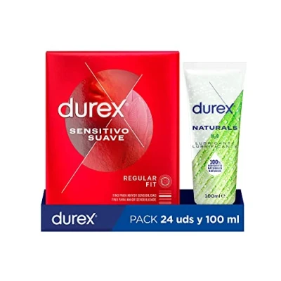 Imagen de Durex Preservativos Sensitivo Suave + Lubricante Naturals H20, 24 Condones 100ml