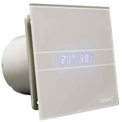 Imagen de Cata Extractor de Baño E 100 GSTH con Sistema Extracción Perimetral Detector Humedad y Display Indicador Temperatura Ancho15 cm Potencia 8W Color Gris