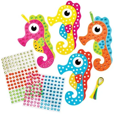 Imagen de Baker Ross FE253 kit Arte de gemas Caballito Mar Paquete 4, para hacer tu propia imagen, actividades creativas niños, juego autoadhesivas