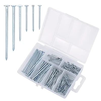 Imagen de 240 PCS Clavos Surtidos Galvanizados para Madera 6 Tamaños Pared Reparación Bricolaje Colgar Cuadros Marco Espejo Construcción Hogar