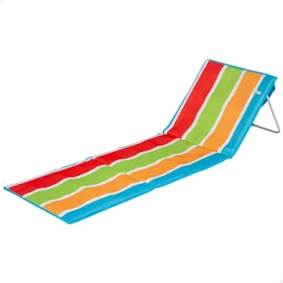 Imagen de AKTIVE 62681 Esterilla Playa con Respaldo, Acolchada, Soporta 110 kg, Plegable, Estructura Acero, Tejido Oxford, Asa Hombro de Transporte, Tumbona reclinable, 155 x 52 40 cm, Multicolor