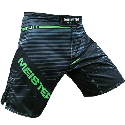 Imagen de Meister Elite Flex Pantalones Cortos de Tablero Luchador para Entrenamiento MMA y Ejercicios Gimnasio Verde Livewire Mediano (32 33)