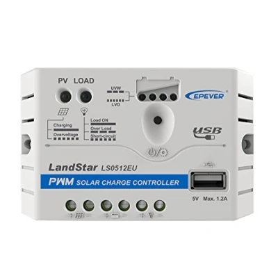 Imagen de Regulador de carga solar EPEVER PWM LandStar Serie LS EU con conexión USB, 5 30A, 12V/24V, tierra positiva común