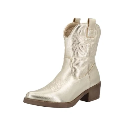 Imagen de Elara Botines Mujer Botas de Vaquero Chunkyrayan DES952P Golden PU 40