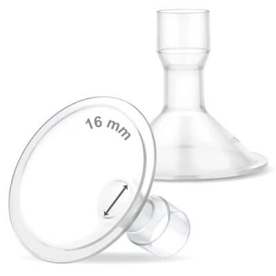 Imagen de Maymom MyFit Protectores pequeños de 16 mm, compatibles con extractor leche Medela PersonalFit, Freestyle, Harmony, Maxi, conector flexible, conexión a ancho/estrecho, 2 unidades