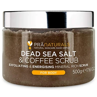 Imagen de PraNaturals Exfoliante Corporal de Sal del Mar Muerto 500g Body Scrub Sales para Nutrir la Piel, Rico en Minerales Naturales Todo Tipo Piel (Café)