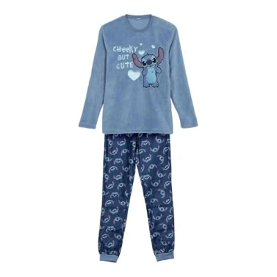 Imagen de CERDÁ LIFE&#039;S LITTLE MOMENTS Pijama Largo Coral Fleece Stitch Conjunto Suave y Confortable, Diseño Exclusivo Disney Juego, Azul, XS para Mujer