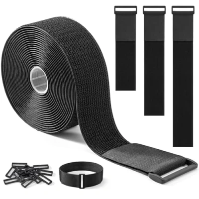 Imagen de Trilancer Cintas de Sujeción 5 cm x m Alta Resistencia con 15 Hebillas Ajustables, Cortables a la Longitud Deseada, Reutilizables para Asegurar Cables, Mangueras, Tubos y Más